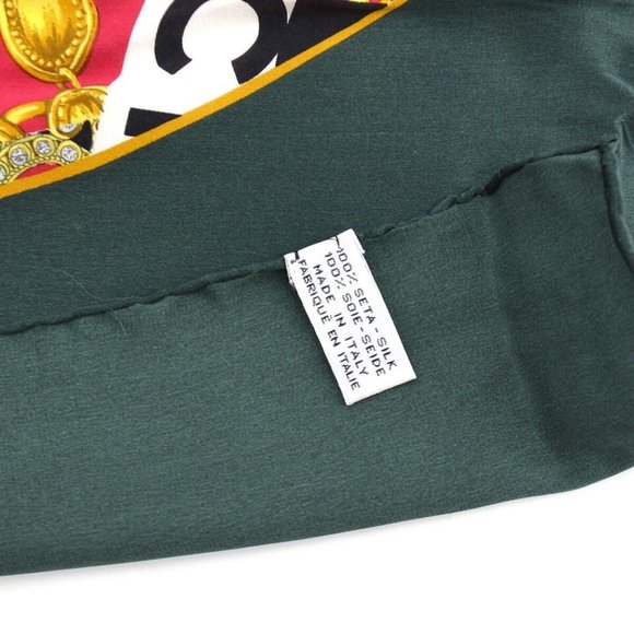 Auth Chanel Bijou Motif Big Scarf Stole Green Multicolor Silk - Picture 7 of 8